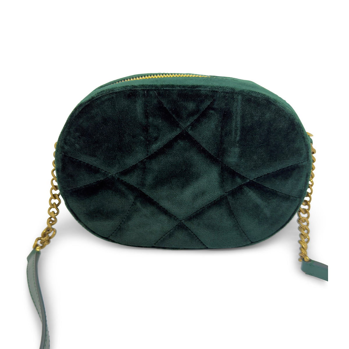 Dolce & Gabbana Devotion Camera Bag — Green Quilted Velvet