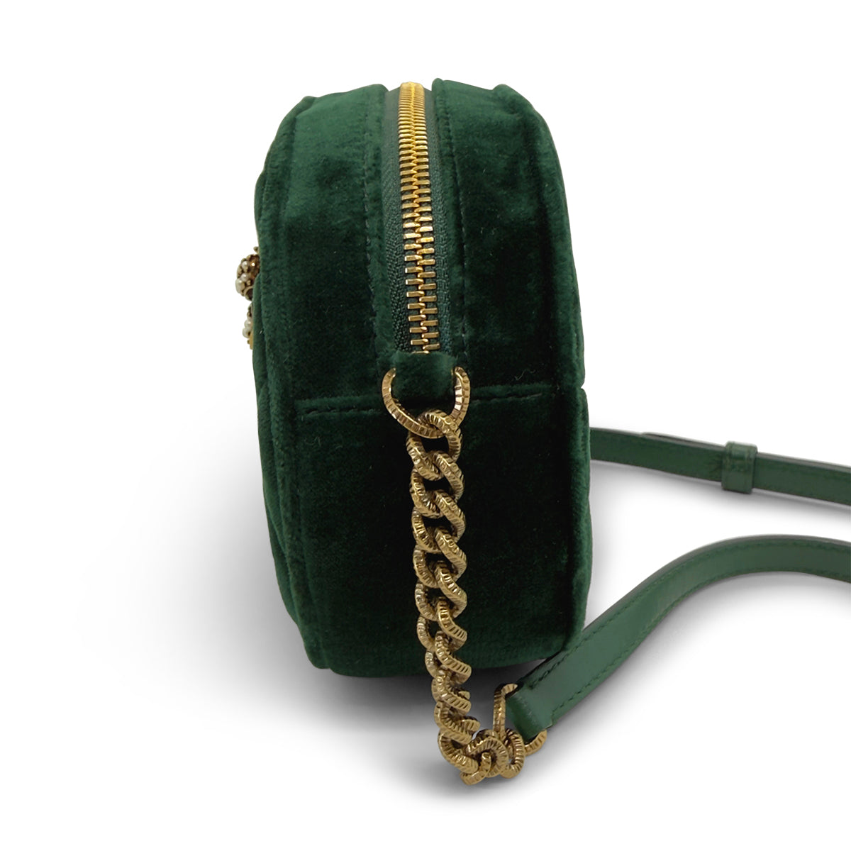 Dolce & Gabbana Devotion Camera Bag — Green Quilted Velvet