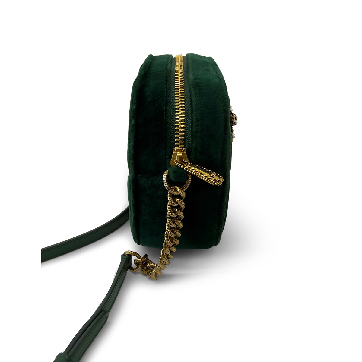 Dolce & Gabbana Devotion Camera Bag — Green Quilted Velvet