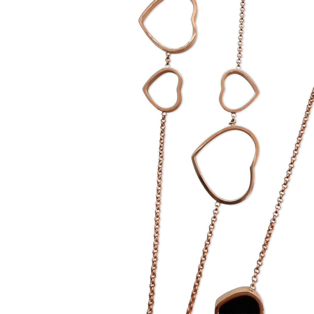 Chopard Happy Hearts Long Necklace – 18K Rose Gold & Black Onyx