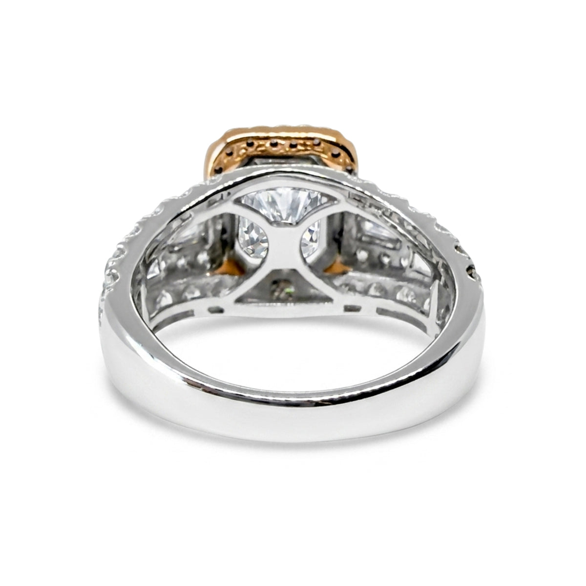 14Kt White Gold Emerald-Cut Halo Engagement Ring