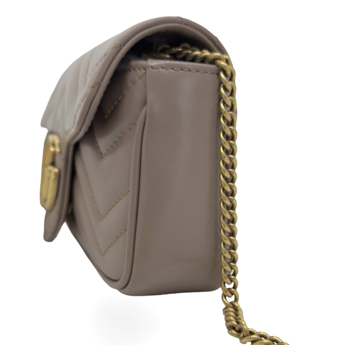 Gucci Calfskin Matelasse Super Mini GG Marmont Beige bag