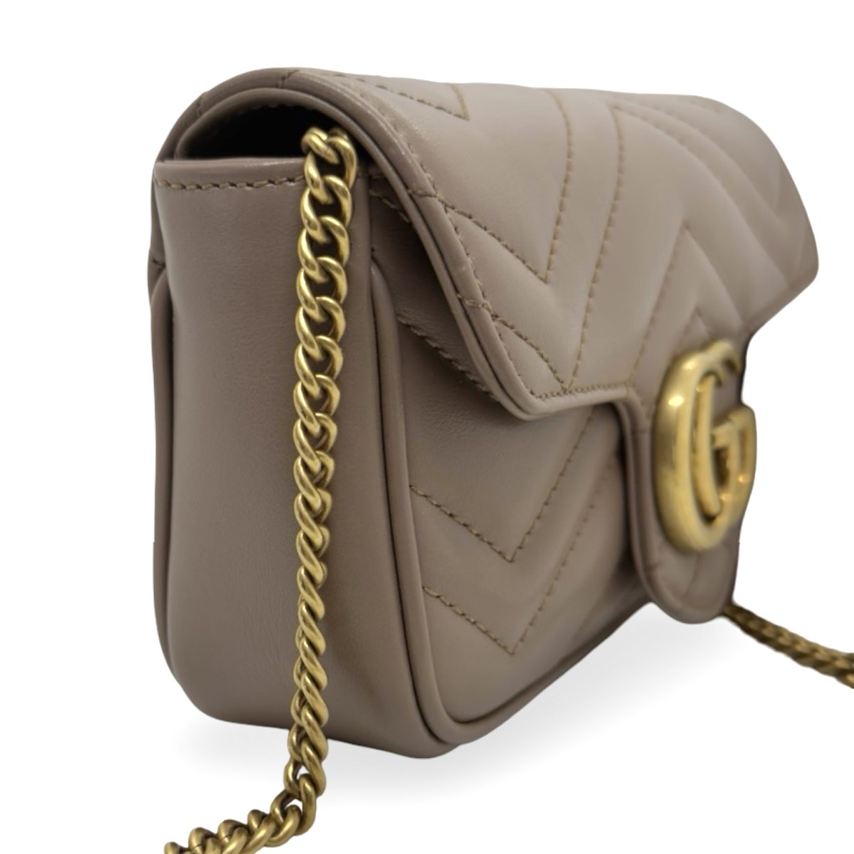 Gucci Calfskin Matelasse Super Mini GG Marmont Beige bag