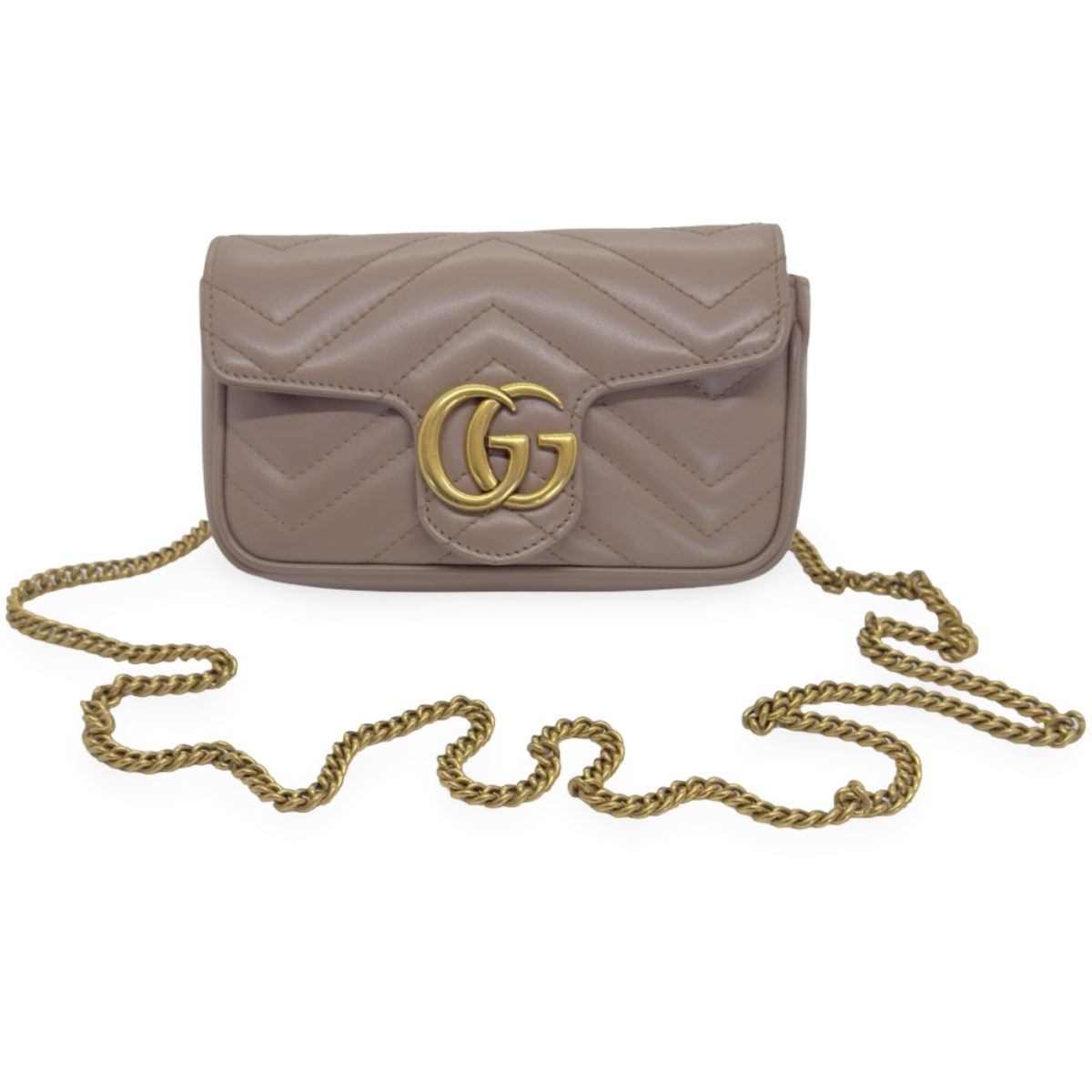 Gucci Calfskin Matelasse Super Mini GG Marmont Beige bag