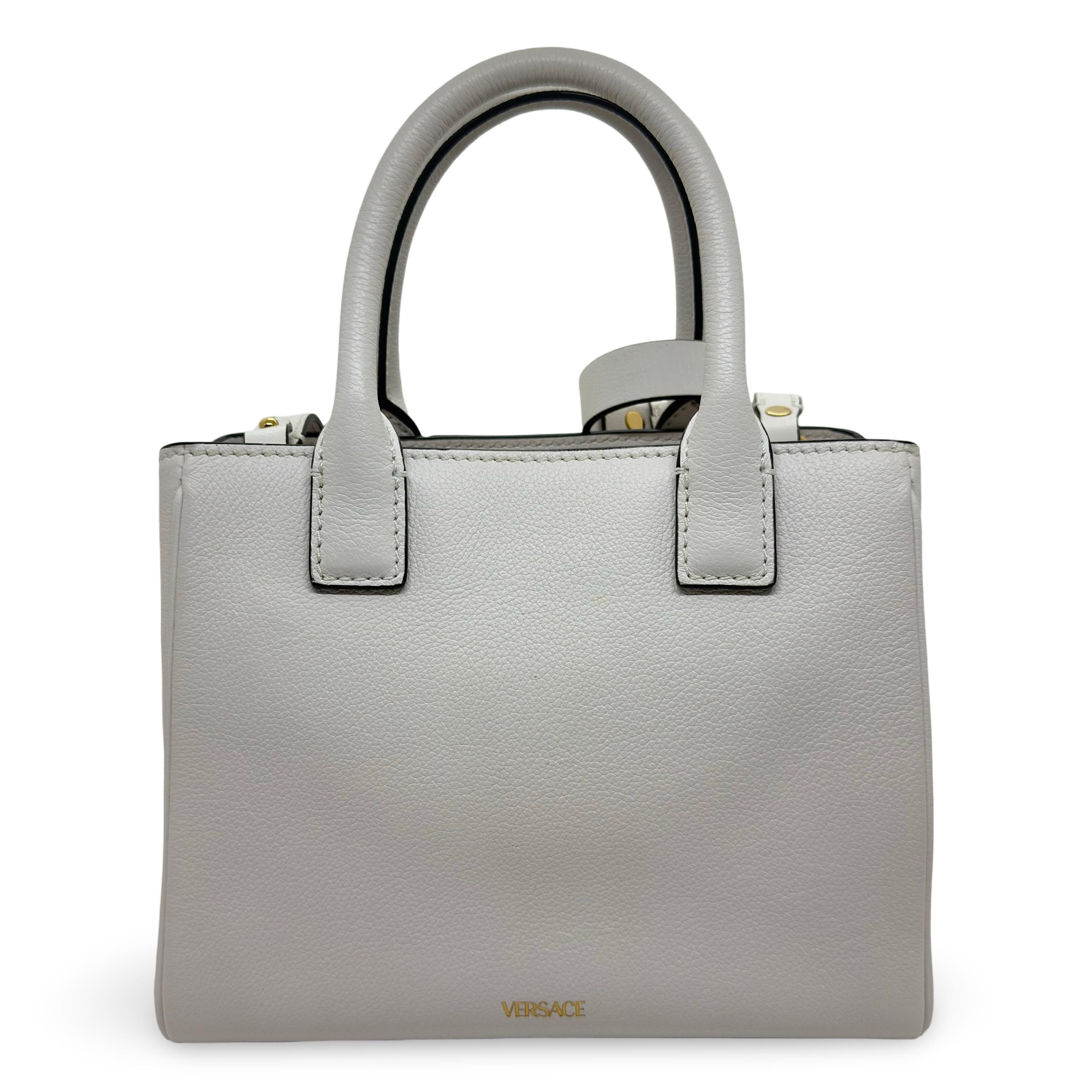 Versace La Medusa Chain White Leather Tote