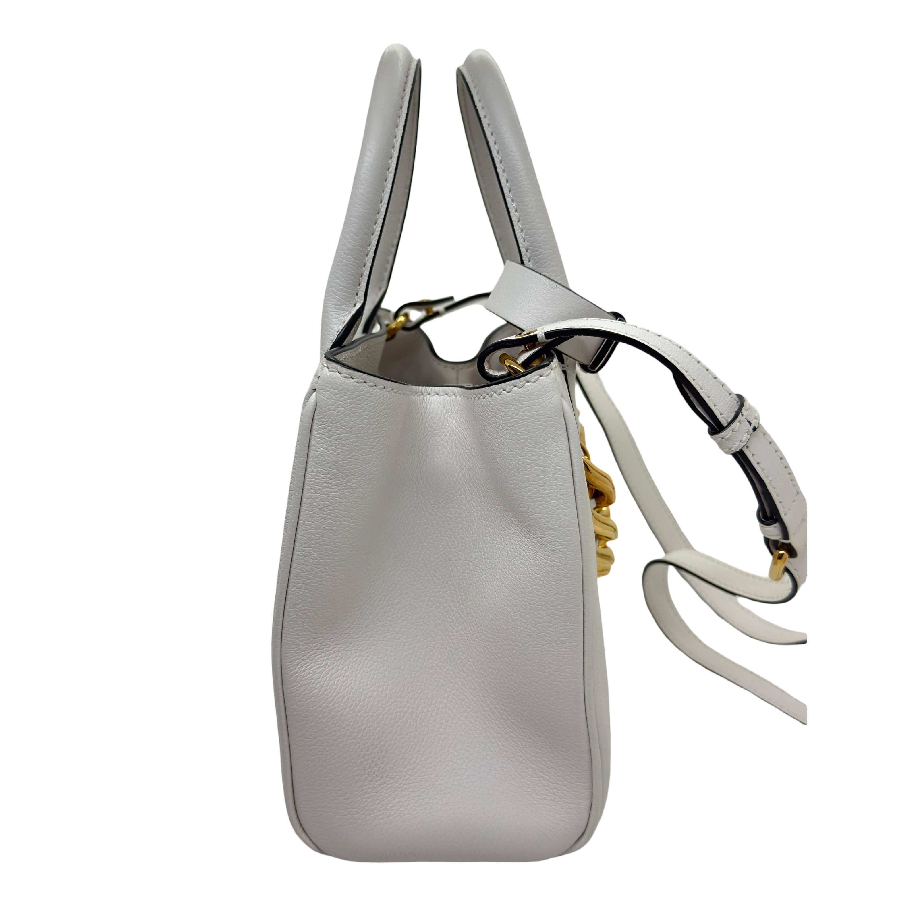 Versace La Medusa Chain White Leather Tote