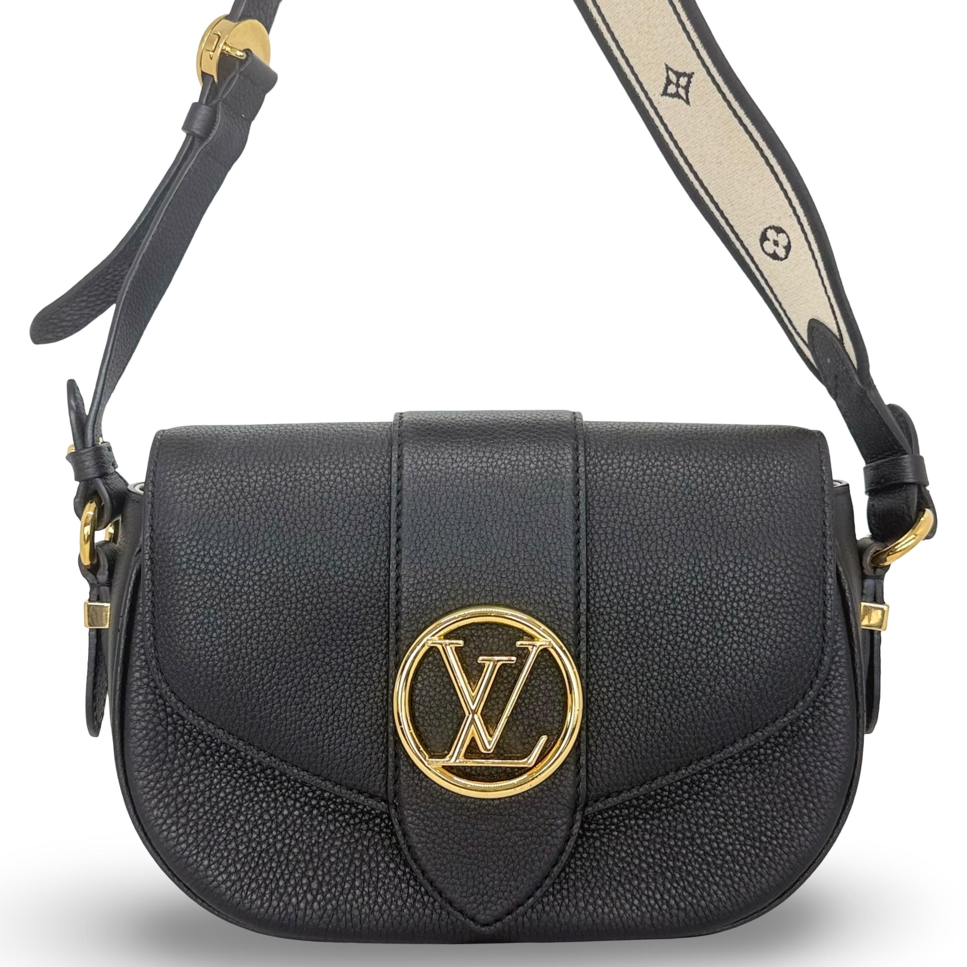 Louis Vuitton Soft Black Calfskin Pont 9 PM
