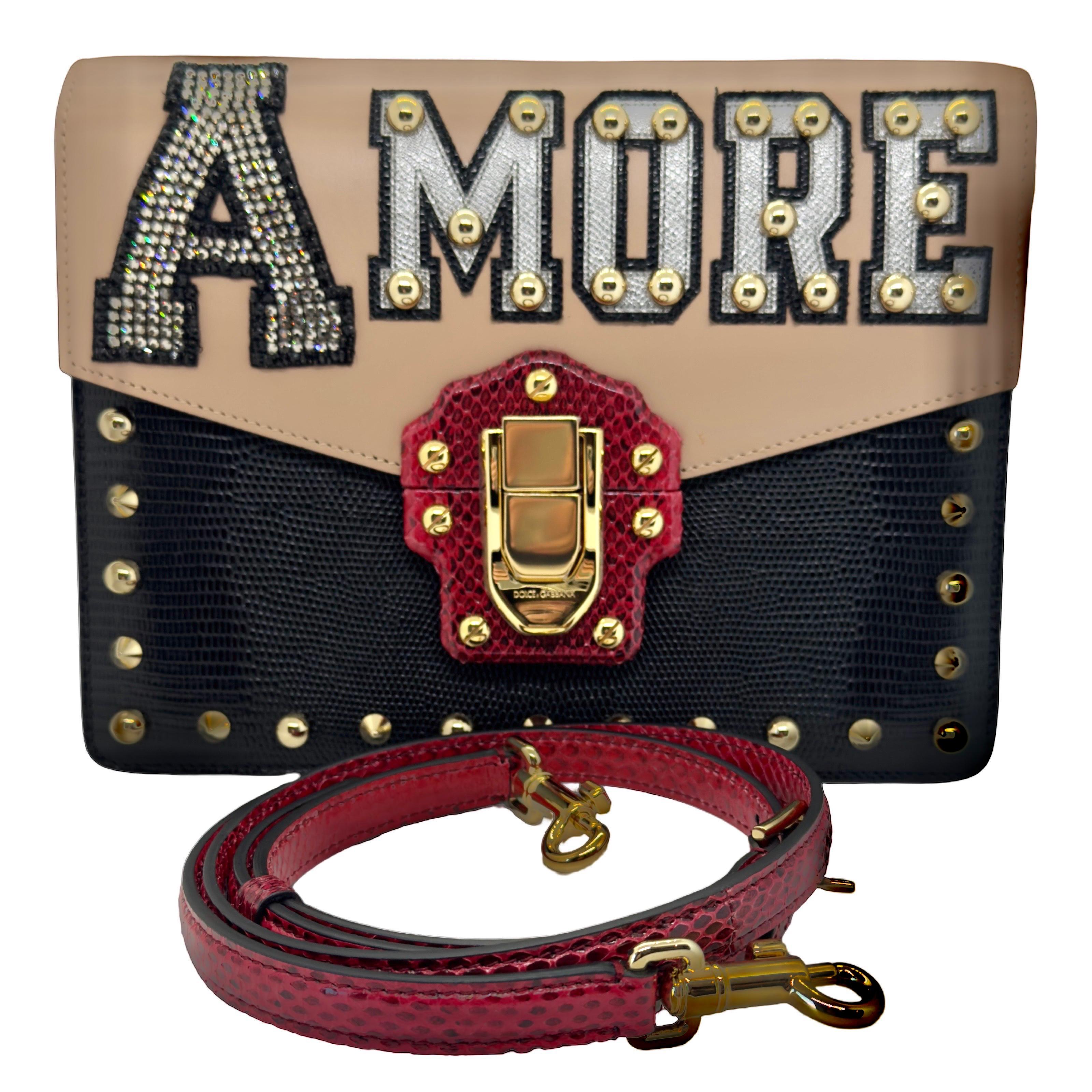 Dolce & Gabbana Multicolor Python Amore Lucia Shoulder Bag