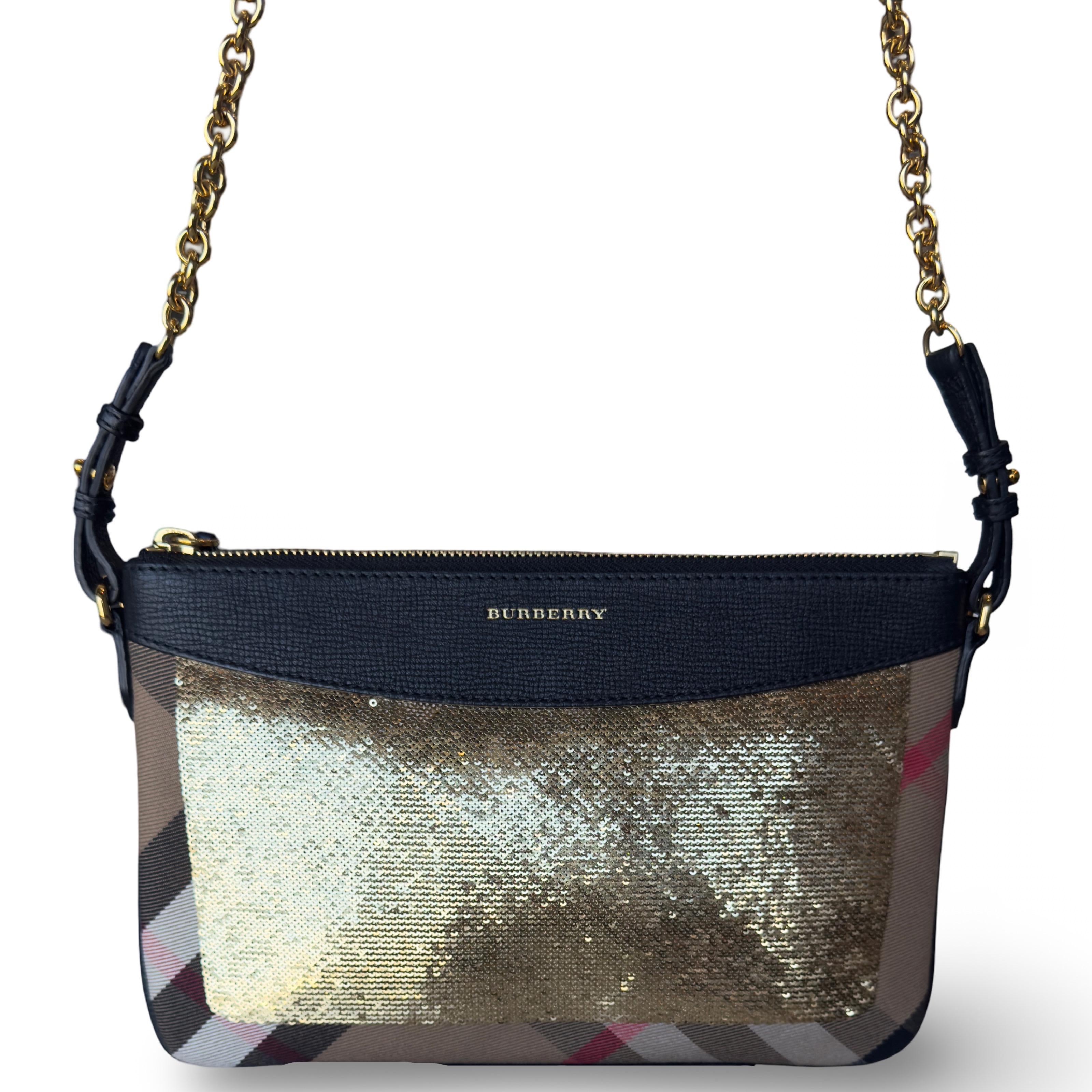Burberry Peyton House Check Sequin Crossbody Bag