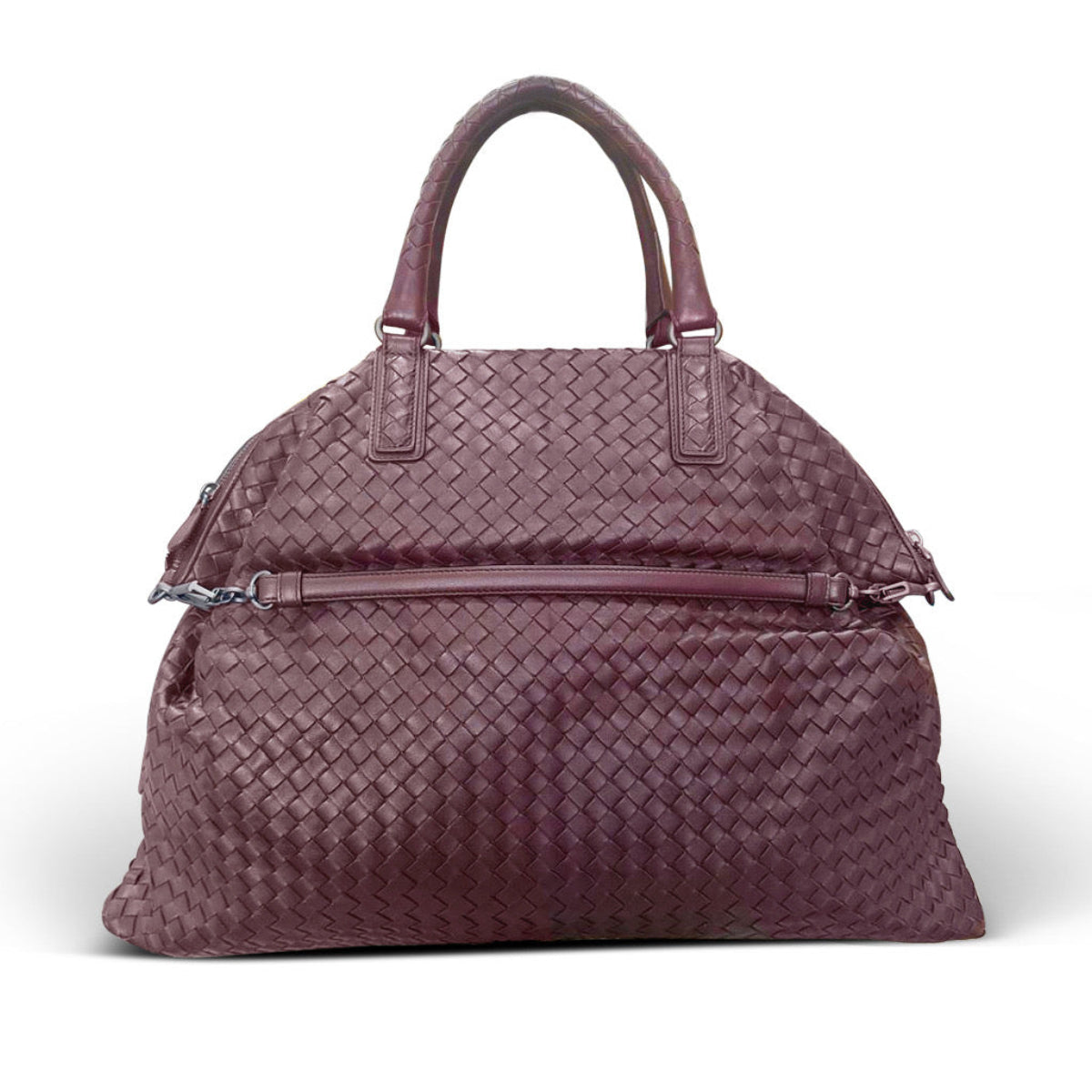 Bottega Veneta Intrecciato Maxi Convertible Tote in Burgundy