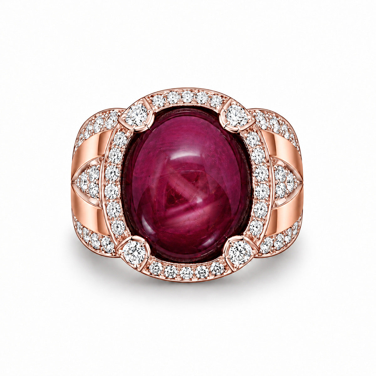 18K White and Rose Gold Natural Origin Ruby and Diamond Ring