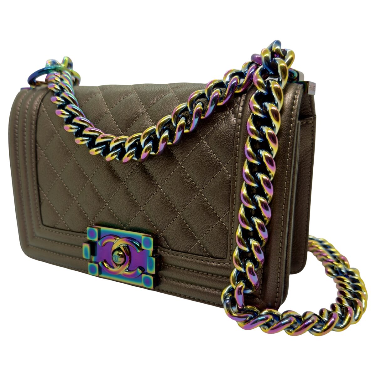Chanel Leather Iridescent Small Boy Bag