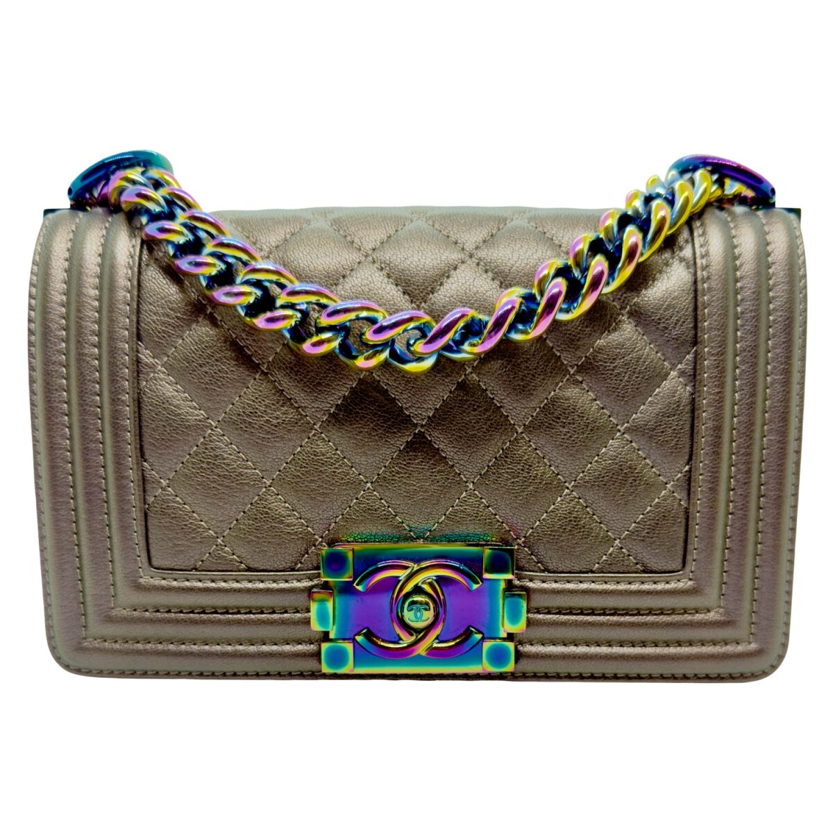 Chanel Leather Iridescent Small Boy Bag