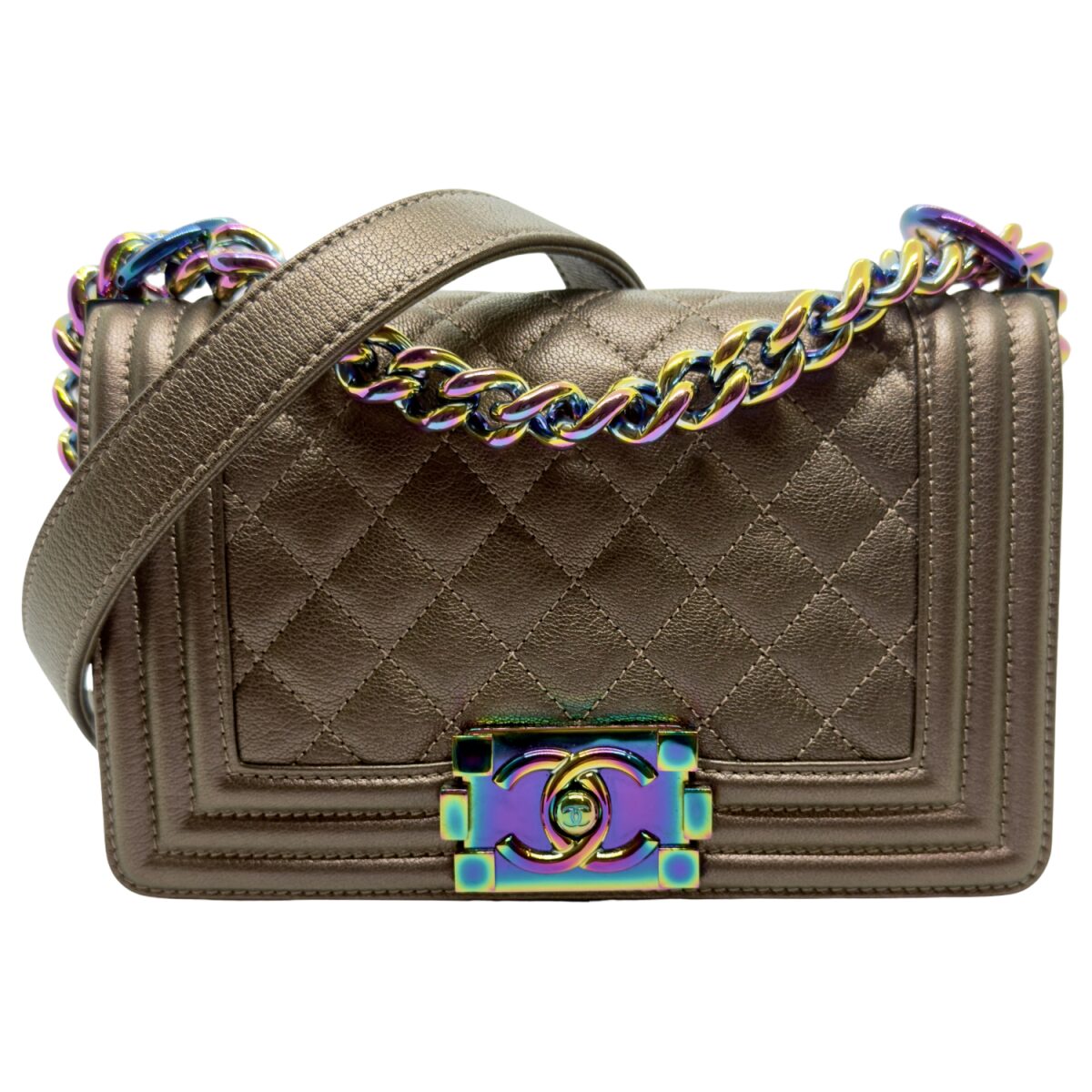 Chanel Leather Iridescent Small Boy Bag