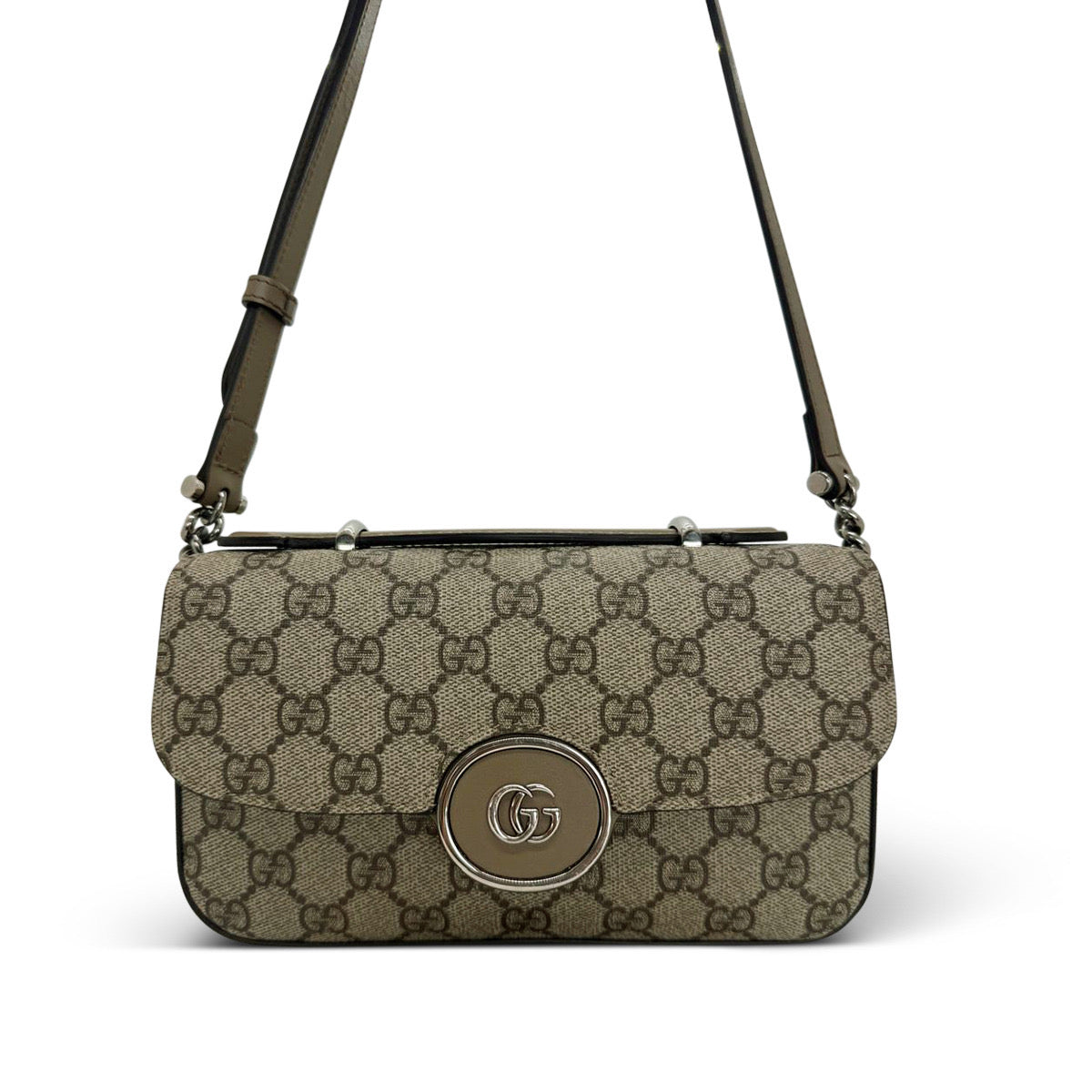 Gucci Petite GG Mini Bag in Beige and Ebony GG Supreme Canvas, view 2 of 5