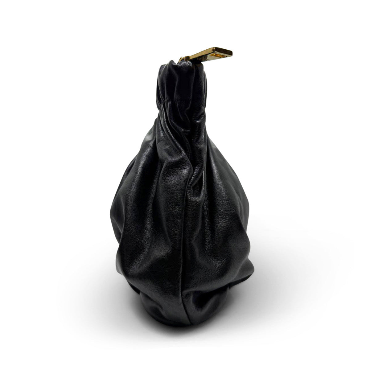 Prada Clutch in Black Gathered Leather