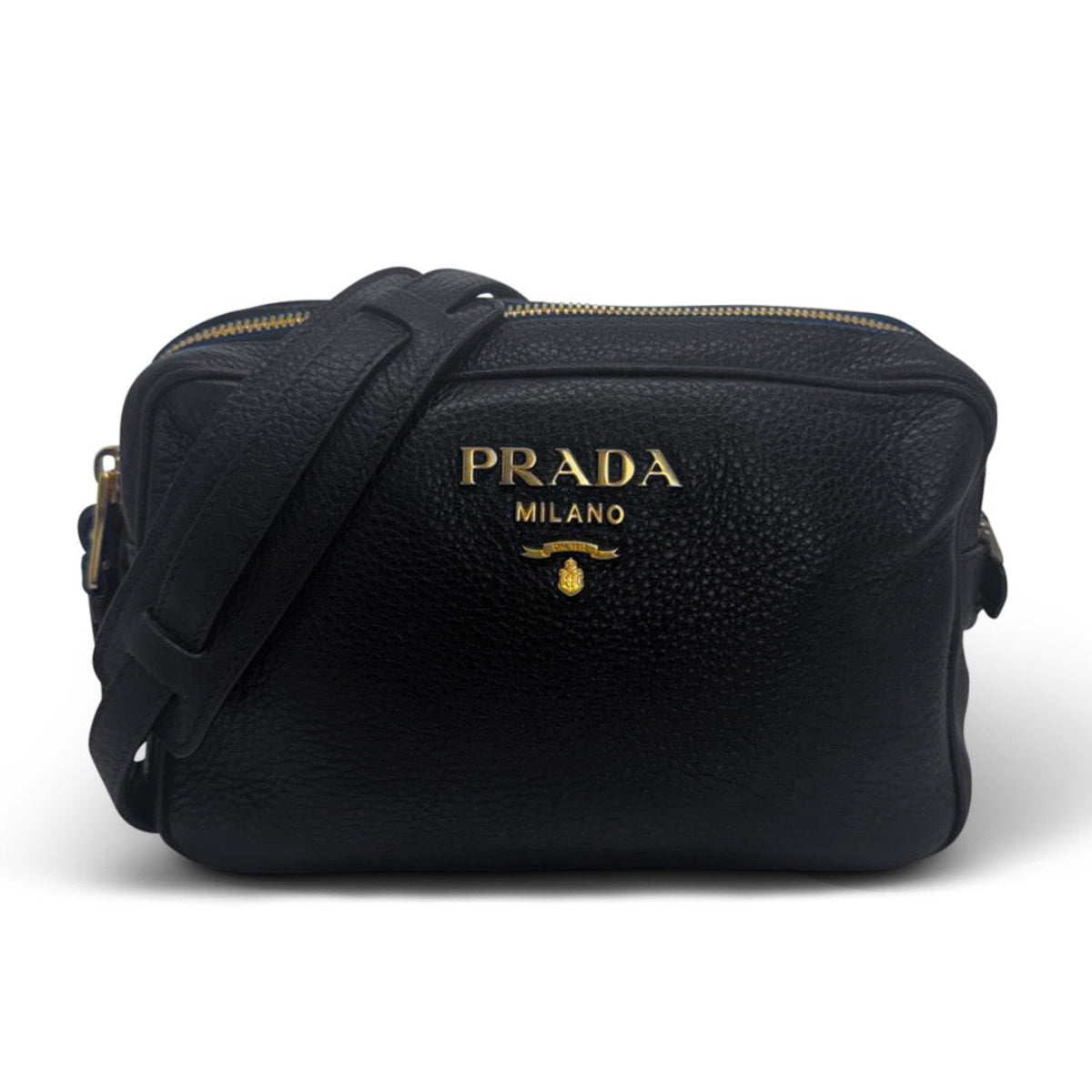 Prada Camera Bag in Black Vitello Phenix Leather