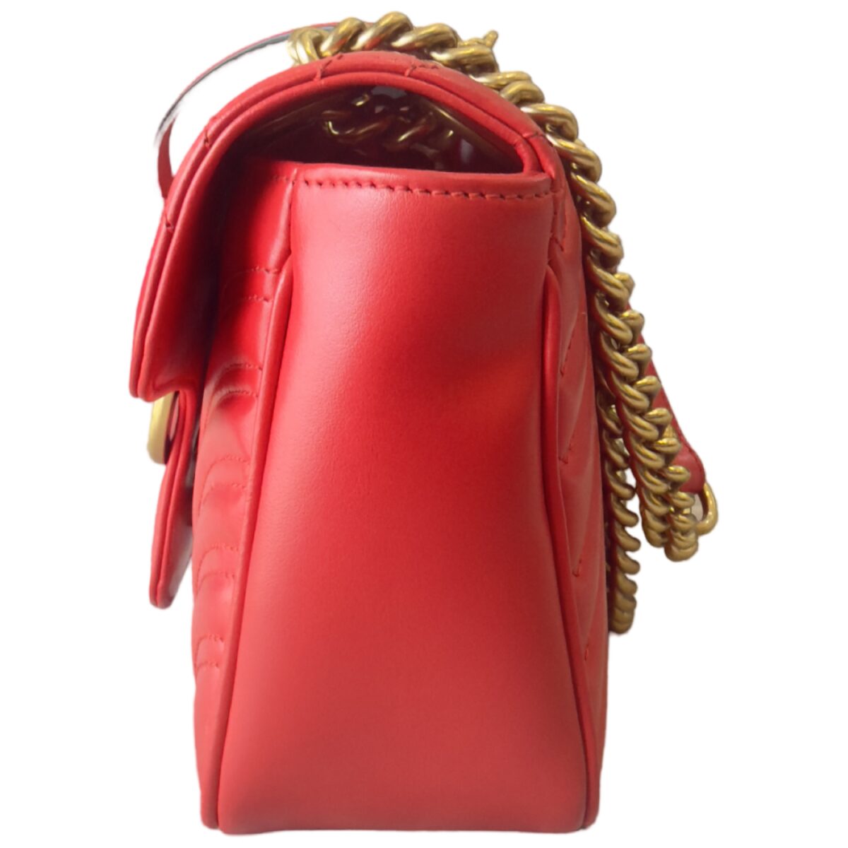 Gucci Calfskin Matelasse Small GG Marmont Shoulder Bag Red