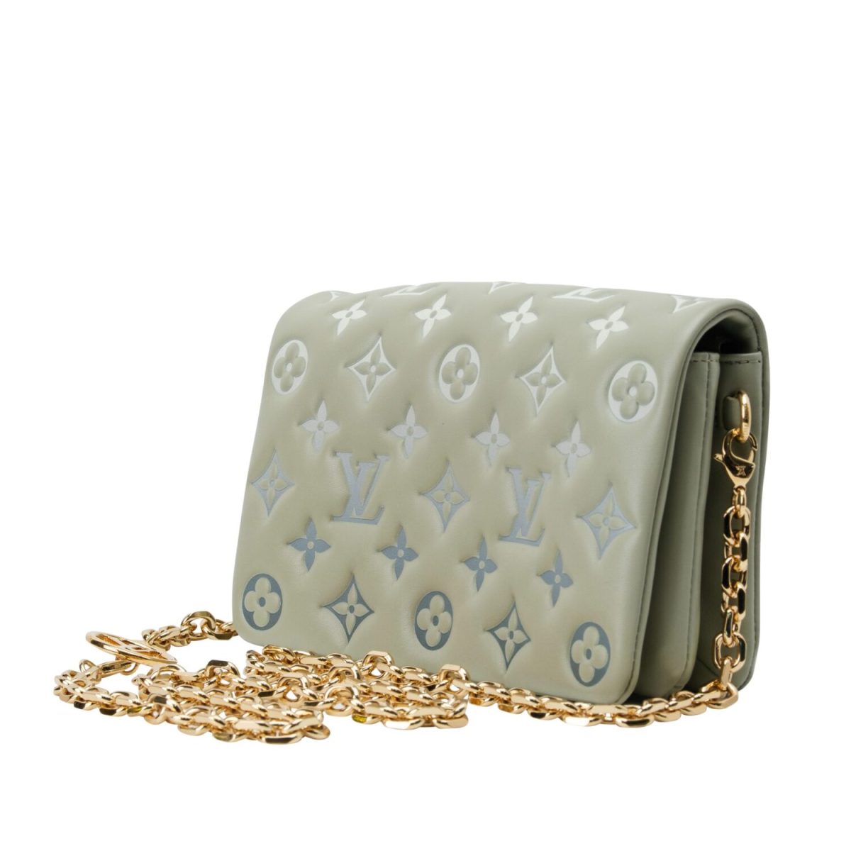 Louis Vuitton Lambskin Embossed Monogram Pochette Coussin Green